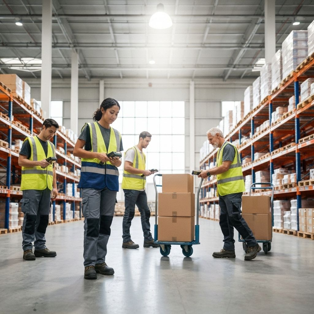 General labour workers in warehouse operations