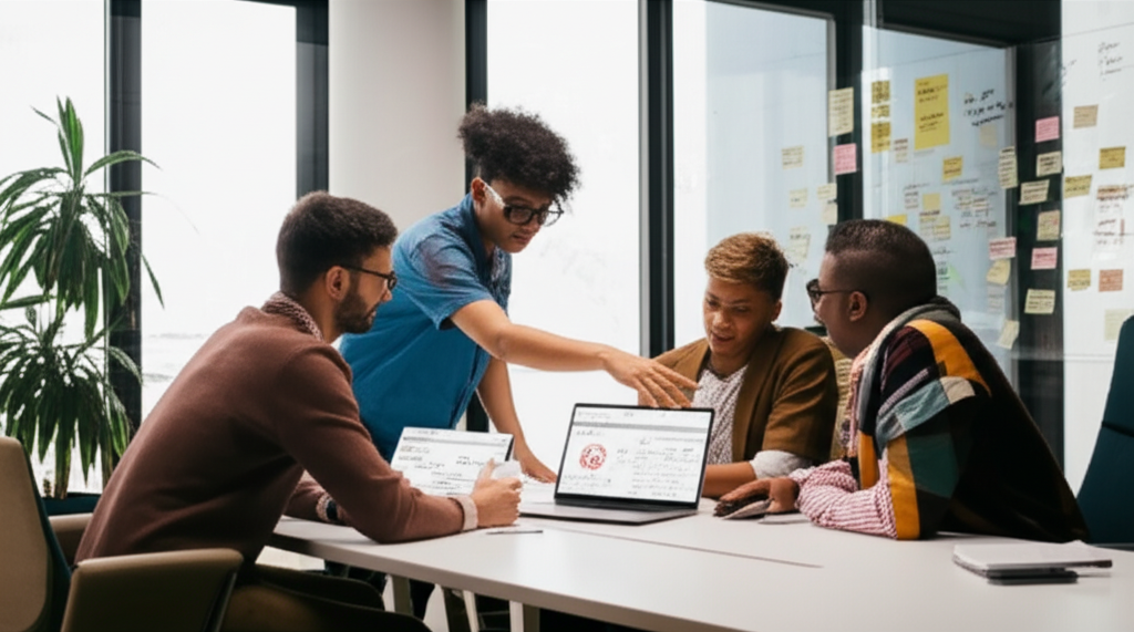 Modern office collaboration - Arise Talent Hub team working together